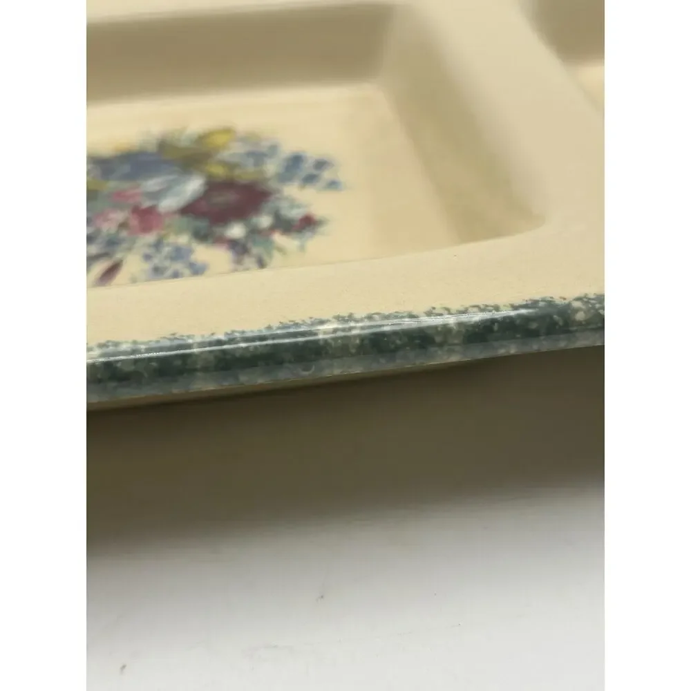 Home Garden Party Serving Tray Stoneware Collection Floral Print 3 Section